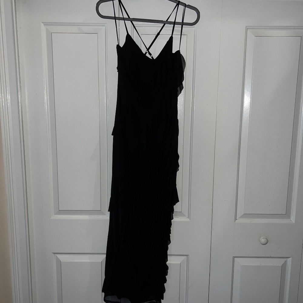Black ruffle dress with side slit!